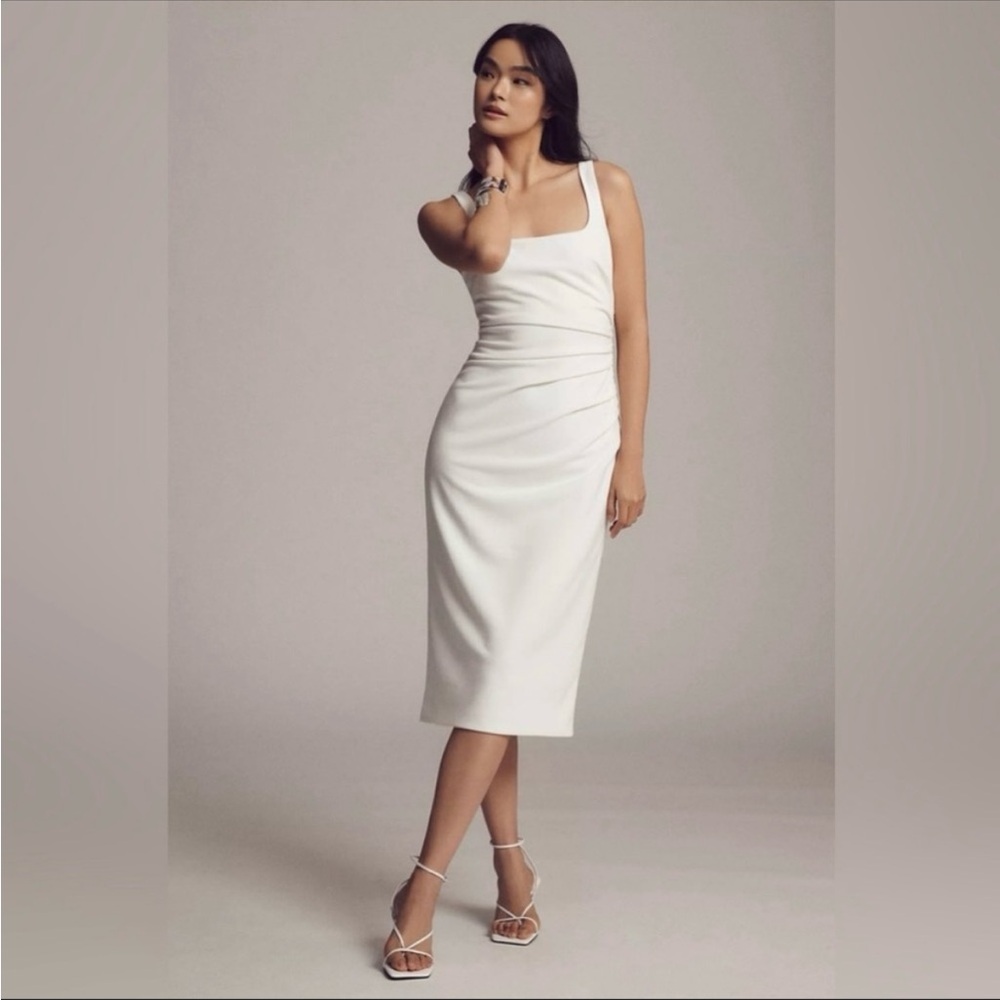 BHLDN Anthropologie NEW Square Neck Midi White Dress - great for bridal